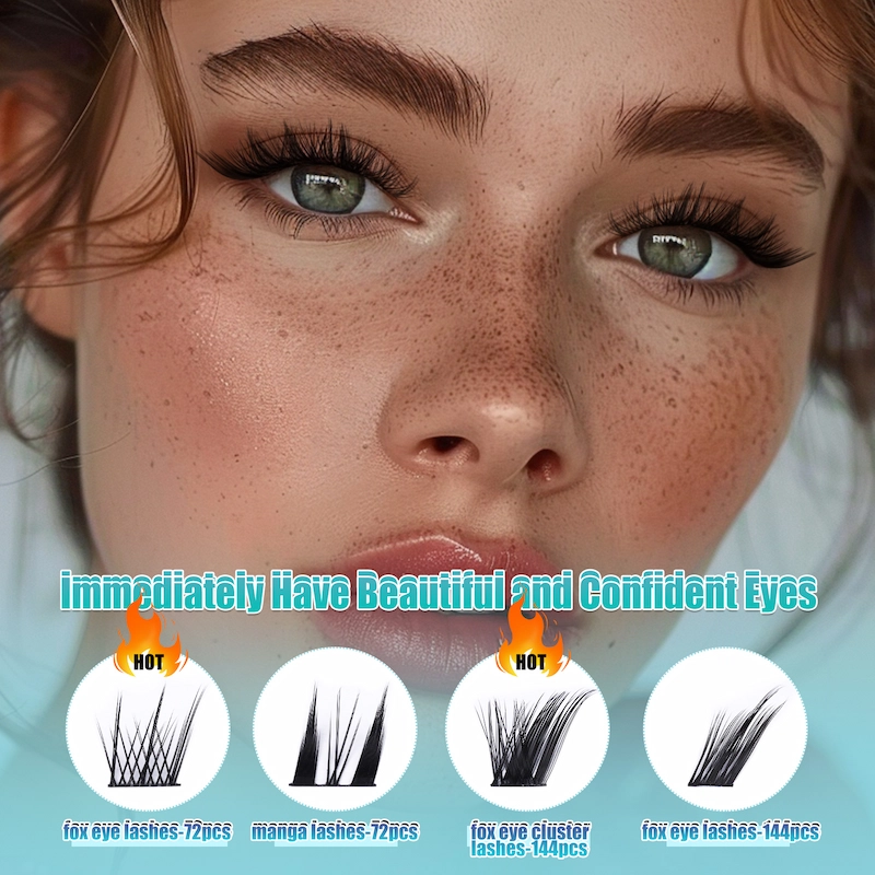 Private Label Hot Selling Fox Eye DIY Cluster Lashes Easy to Apply